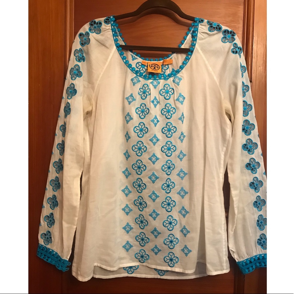 Tory Burch Embroidered Gauze Blouse